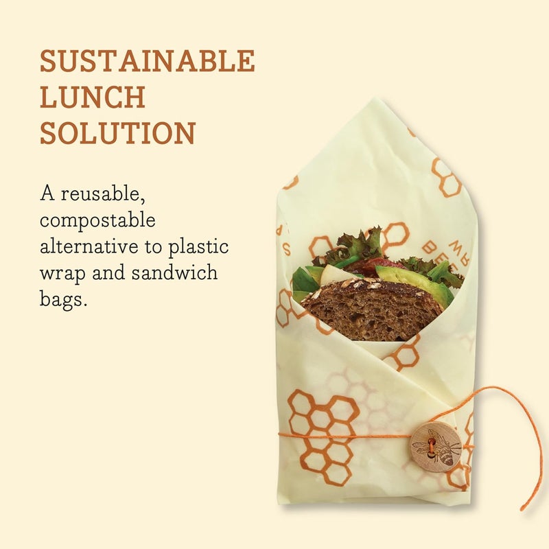 Bee's Wrap Beeswax Wraps for Food - Honeycomb Sandwich Wrap - Made in USA Reusable Bread Bags - Organic & Eco-Friendly Alternative to Aluminum Foil, Sandwich Bags & Plastic Wrap - Image 4